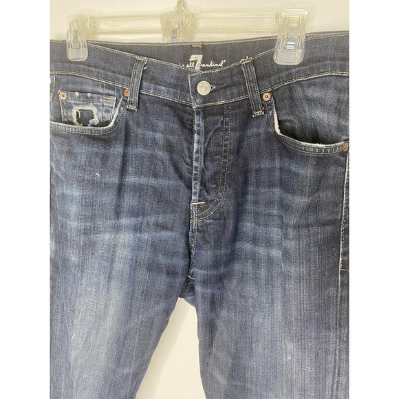7 For All Mankind Mens Standard Straight Leg Button Fly Jeans Size 32 x 28 Dark - Picture 3 of 9